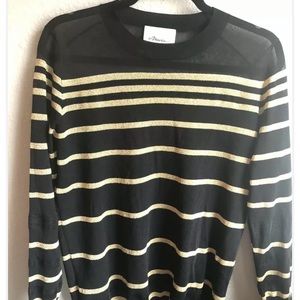 Phillip Lim Metallic Thread Black Sheer Sweater M